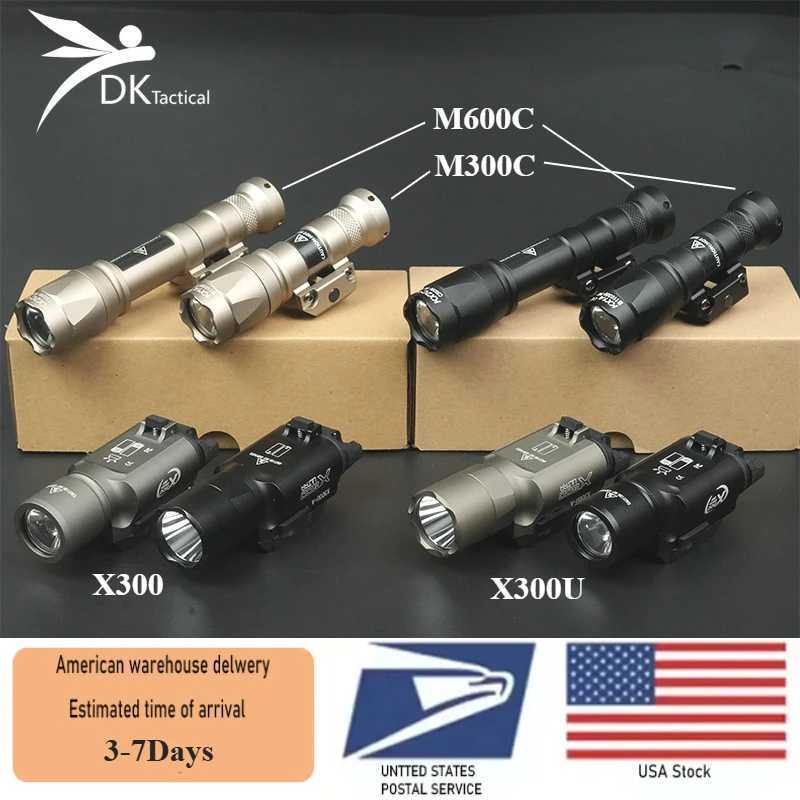 US Warehouse Tactical SF X300 X300U M600C M300 Flashlight Hunting Weapon Scout Light Airsoft Lamp Accessories Fit 20mm Rail XJ250701