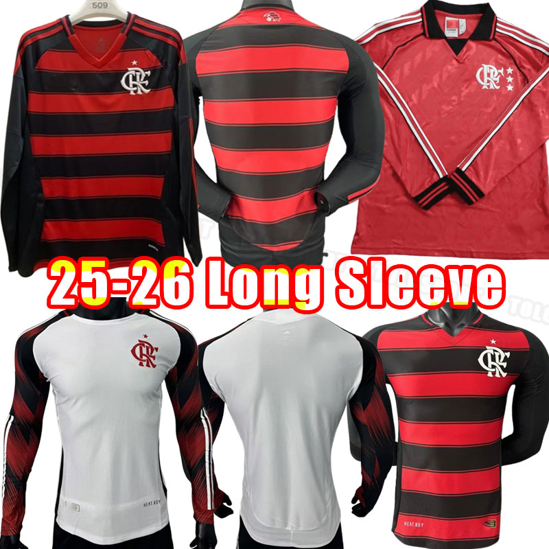 Flamengo lONG SLEEVE soccer jerseys 25 26 DIEGO E. RIBEIRO GABI football shirts PEDRO DE ARRASCAETA jersey Camisa LUIZ 2025 26 men Fans player version Adult