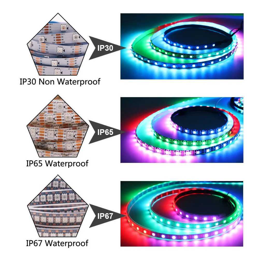 WS2812B WS2811 WS2813 WS2815 RGB LED Strip WS2812 Individually Addressable 30/60/144 pixels/Leds/M Tape Light IP30/65/67 DC5V/12V W250701