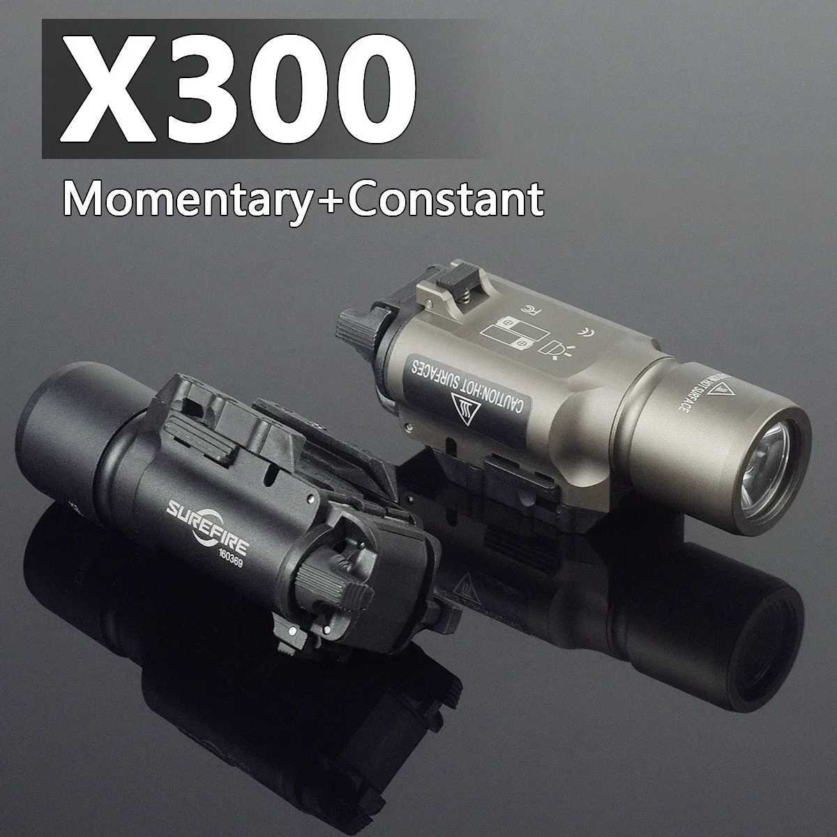 Tactical Surefire Weapon Light X300 X300U X300UH-B XH35 Flashlight Fit 20mm Rail Airsoft Weapon Hunting Flashlight DDualS Switch XJ250701