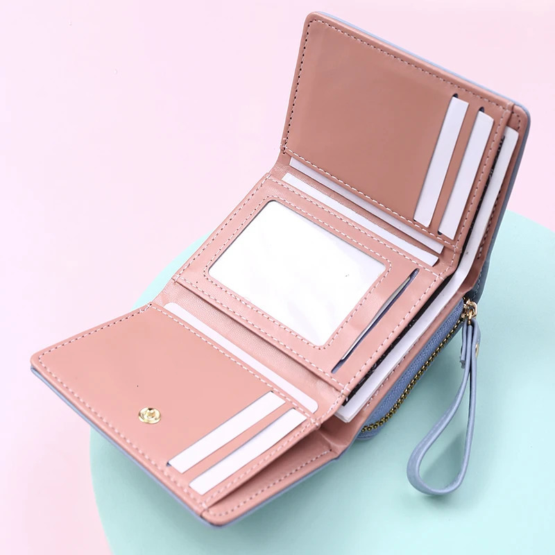 y Womens Small Wallet Female Card Holder Short Wallets with Coin Purse for Woman Ladies PU Leather Hasp Mini Clutch 250701 Y260206