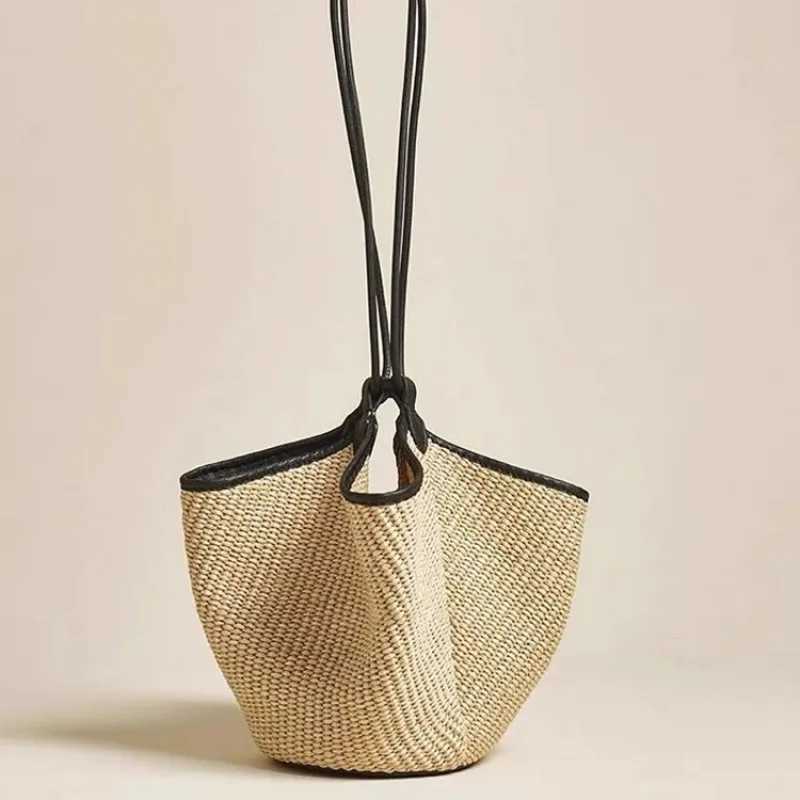 Drawstring Bucket Composite Bags For Women Luxury Designer Handbag Purse 2025 New In Casual Vacation Straw Weave Beach Shoulder W250702