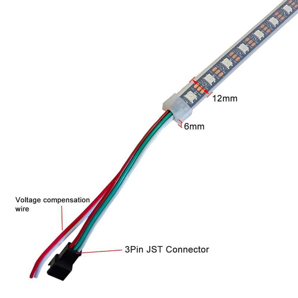 WS2812B LED Strip Individually Addressable IP67 Waterproof With Black White Transparent Cover Tube 10mm 5050 RGB 3Pin 60LEDs/m W250701