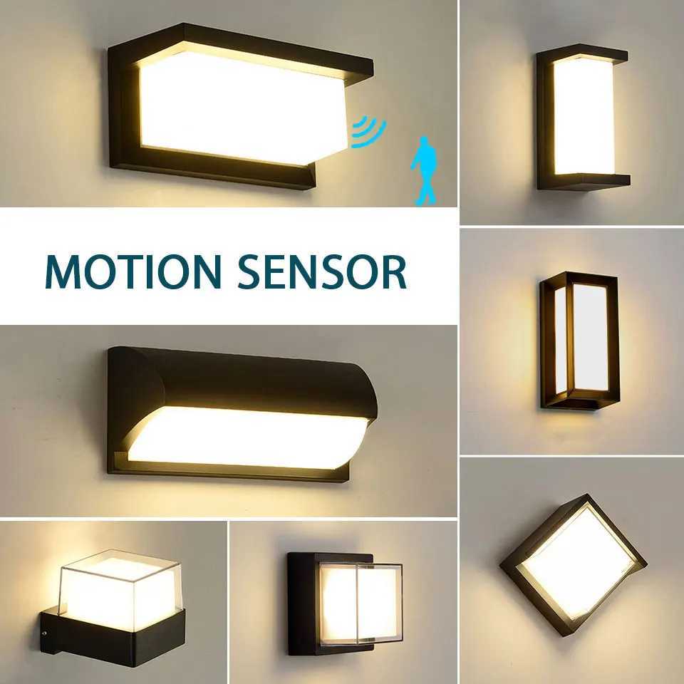 LED Outdoor Wall Light Lamp PIR Motion Sensor AC85-265V ABS Waterproof Modern Indoor Home Balcony Porch Garden Decoration XJ250624
