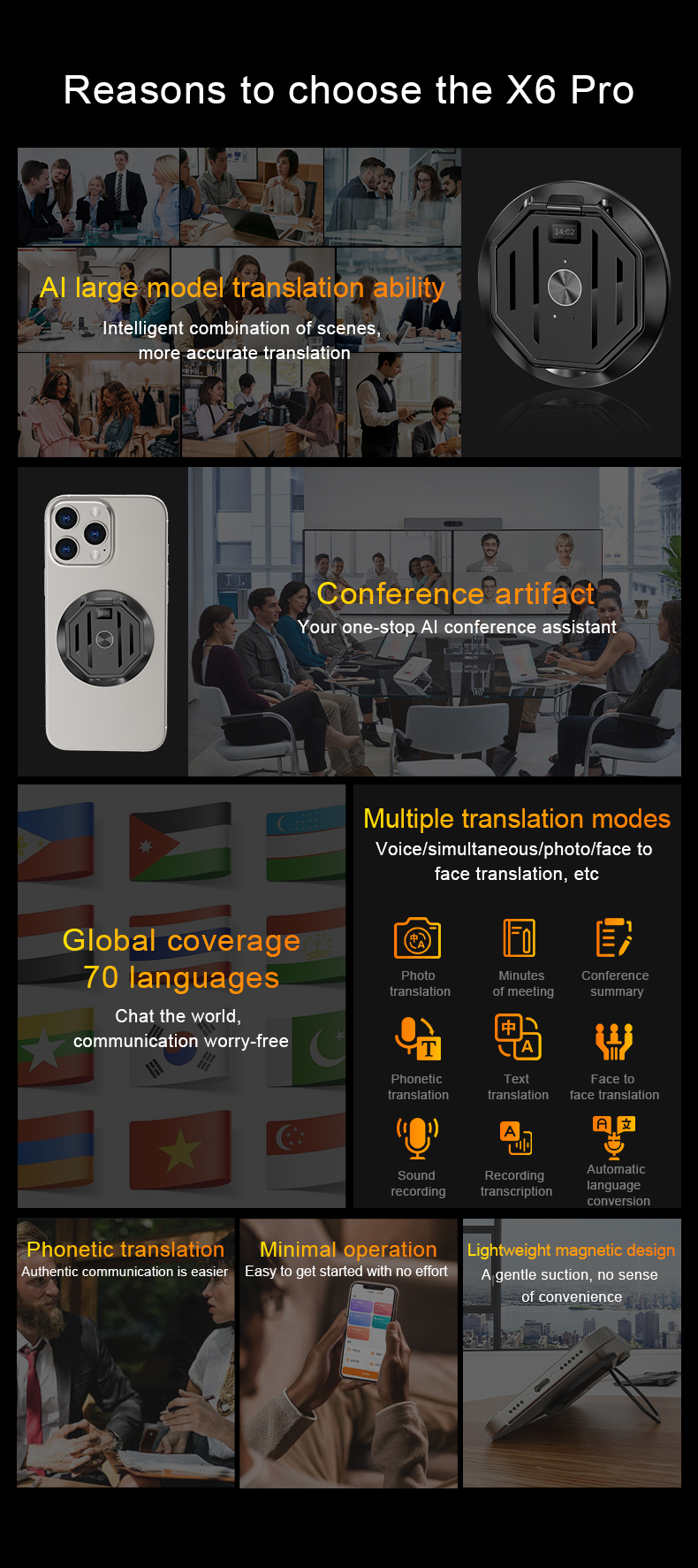 x6 pro smartwatch with realtime translation for conferences