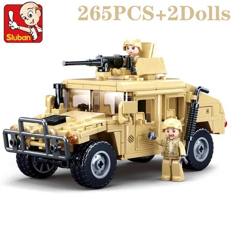 Sluban 265PCS WW2 Military SWAT H2 Assault Vehicle Building Blocks Army Soldier Armor Car Model Bricks DIY Toys Gifts for Kids Y250701