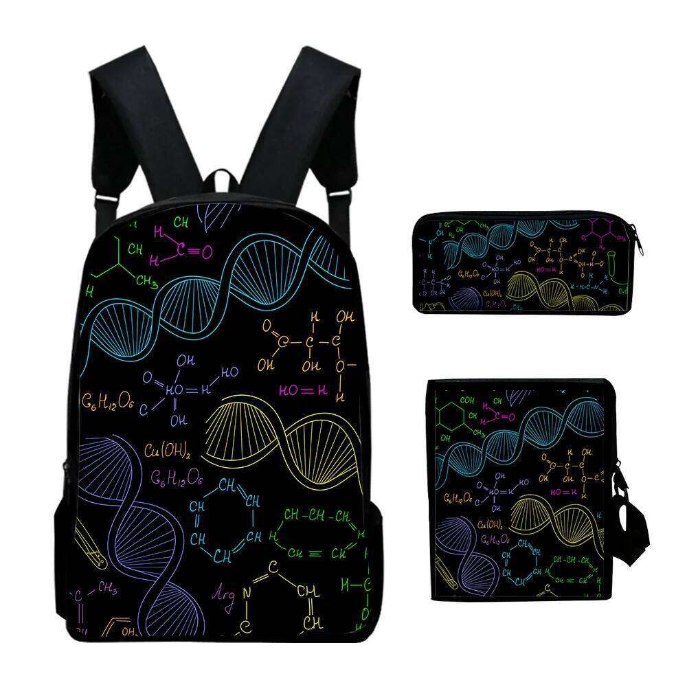 Fashion Science physical chemistry Formula 3D 3pcs/Set School Bags Laptop Daypack Backpack Inclined shoulder bag Pencil Case