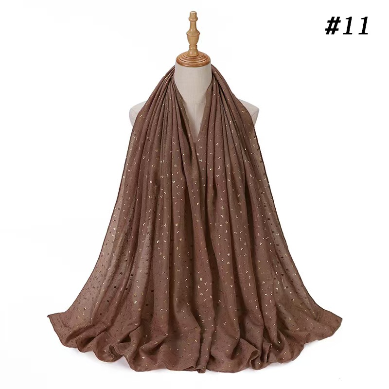 T1113 New Malaysian Indonesian Wrap Head Scarf Women's Cotton and Linen Gold Stamping Printed Gauze Scarf