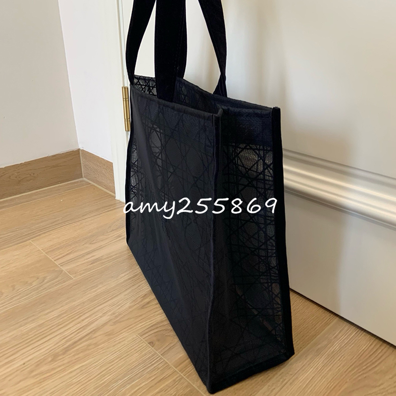 41X38X15CM Fashion black lace mesh tote bags beauty gift classic letter shopping bags beach bag