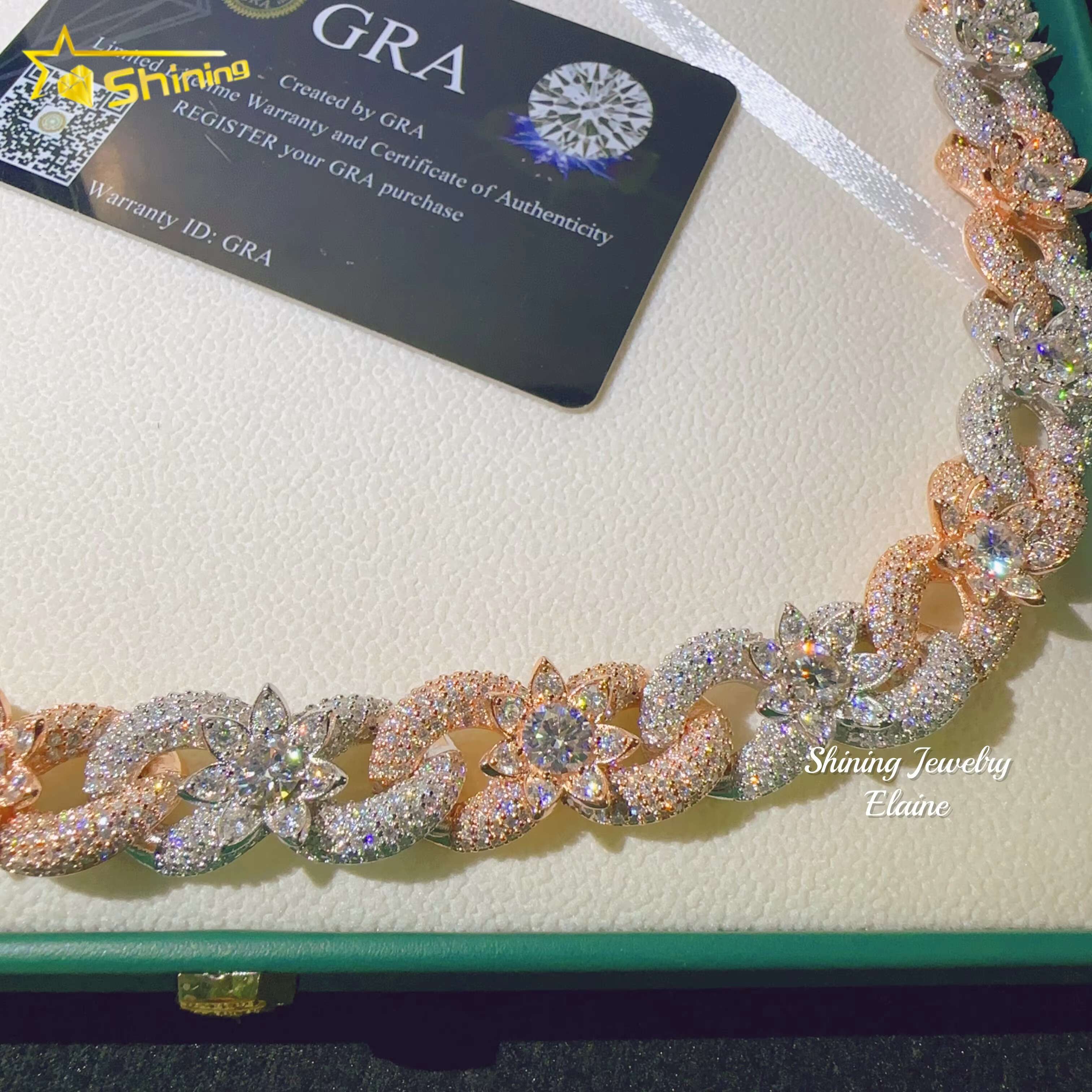 Pass Diamond Tester 15mm Necklace VVS Moissanite 925 Sterling Silver Hip Hop Diamond Miami Cuban Link Chain