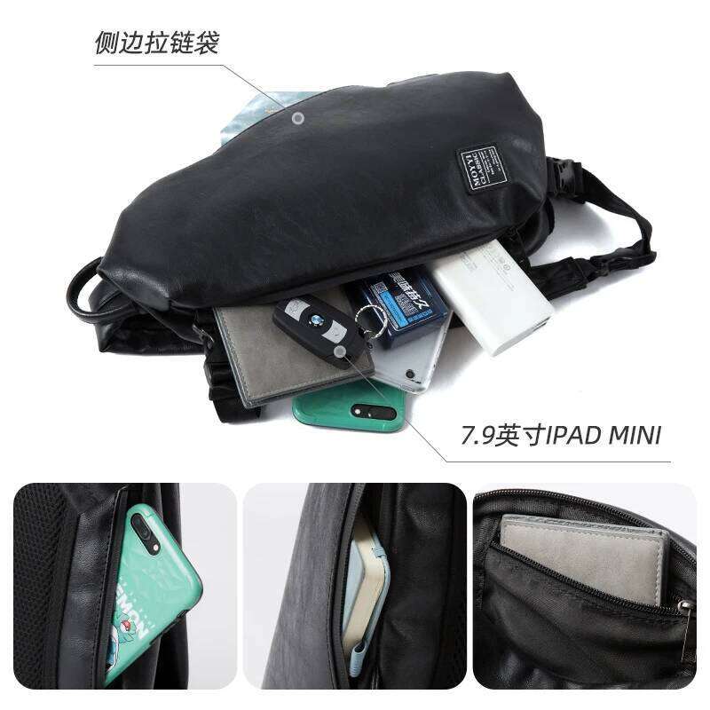 MOYYI Men's Chest Casual Messenger High Quality Leather Fashion Shoulder Bag For 7.9 Inch iPad