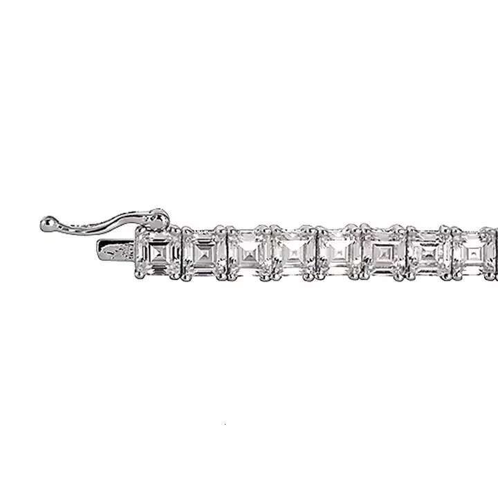 925 Sterling Silver Trendy Jewelry Iced Out Bling Asscher Cut Moissanite Tennis Bracelet
