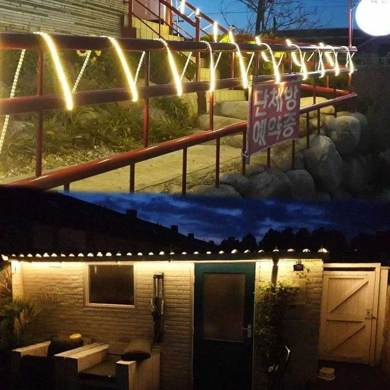 220V LED Strip with EU Plug Waterproof LED Lights Strip 220V Flexible Ribbon for Room Bedroom Kitchen Outdoor Garden Lighting W250701