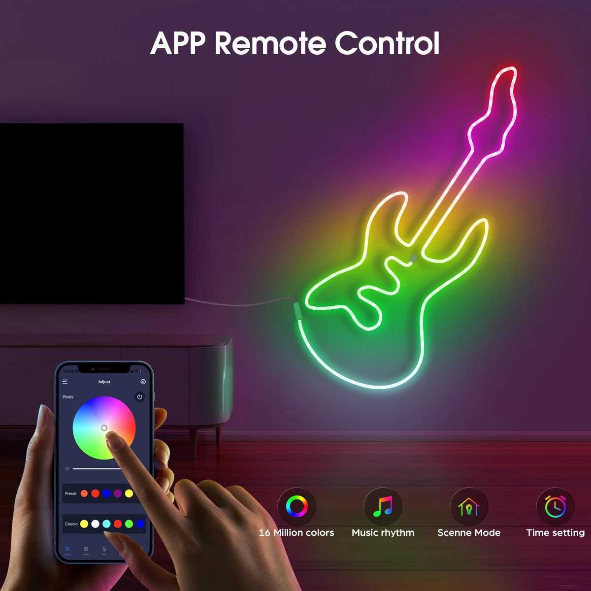 Smart RGBIC USB Neon LED Strip Lights1M-10M APP Control Music Sync Waterproof Dynamic Effects Neon Rope for Home Party Decor W251112