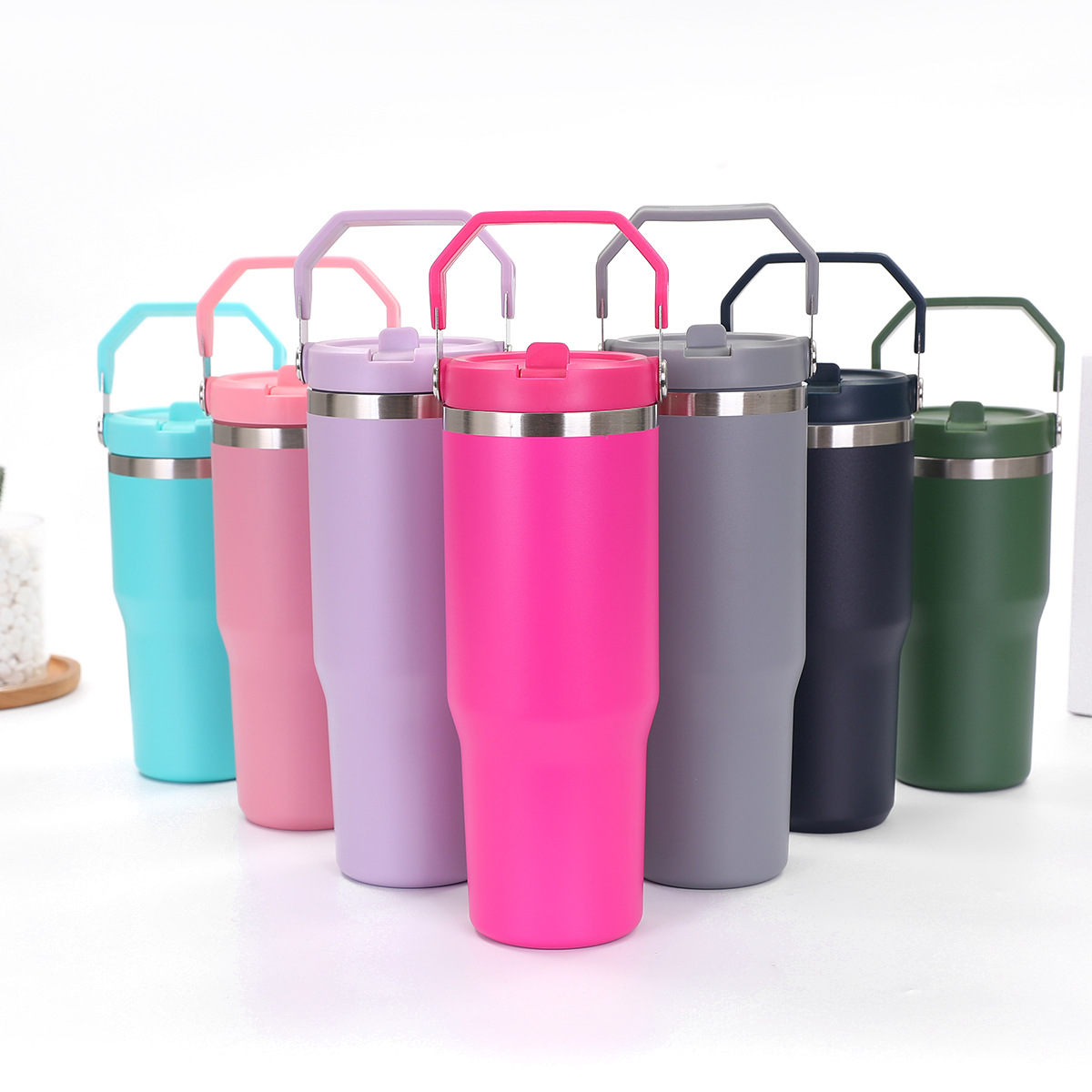 Water Bottles 30oz Cups Heat Preservation Stainless Steel Outdoor Large Capacity Tumblers Reusable Leakproof Flip Cup Water Bottle Outside Mugs US Sto