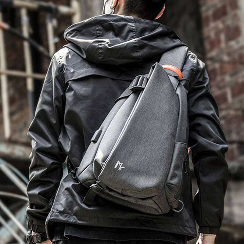 Pistol Gun Men's Ultra-thin Chest Personal Messenger Anti-theft Multi-function Shoulder Crossbody Bag Rich Compartment