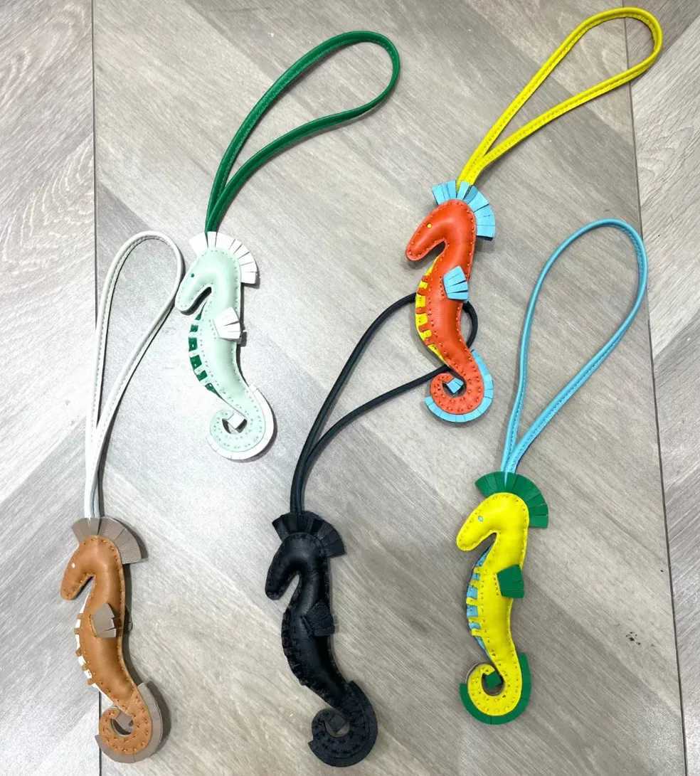 New Real Leather Lovely o Bag Charm Handbag Sea Horse Drop Decoration Hanging Ornament Key Chain 5 Y250702