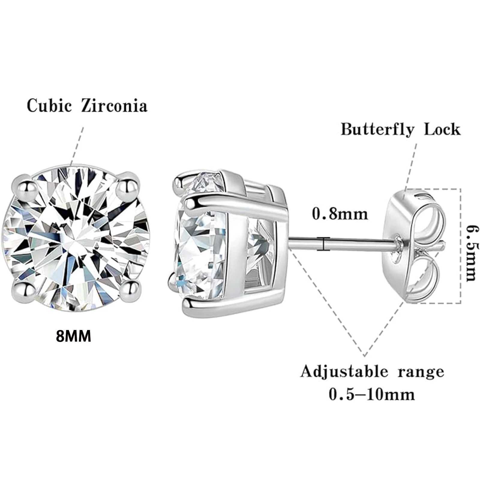 925 silver moissanite stud earrings mens earrings womens earrings set with 6/7/8mm moissanite simple and small style sui Z250701