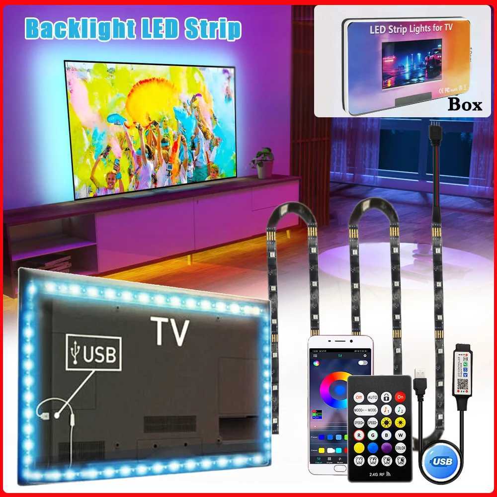 USB LED Lights for 55-75 Inch TV LED Backlight RGB Strip Lights Music Sync Color Changing Bluetooth App Control For Gaming Room W250701