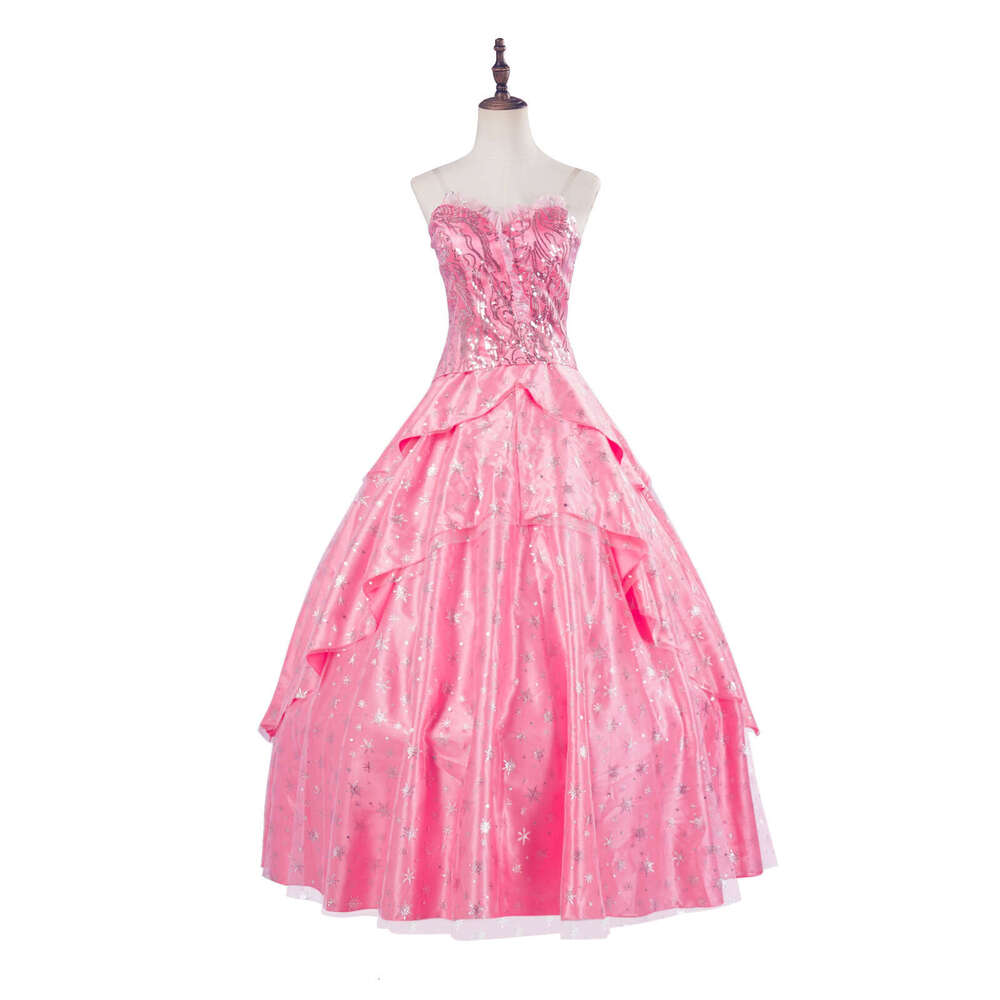 Magic Bad Witch Glinda Pink Waist-Cinching Strap Dress Cosplay Costume