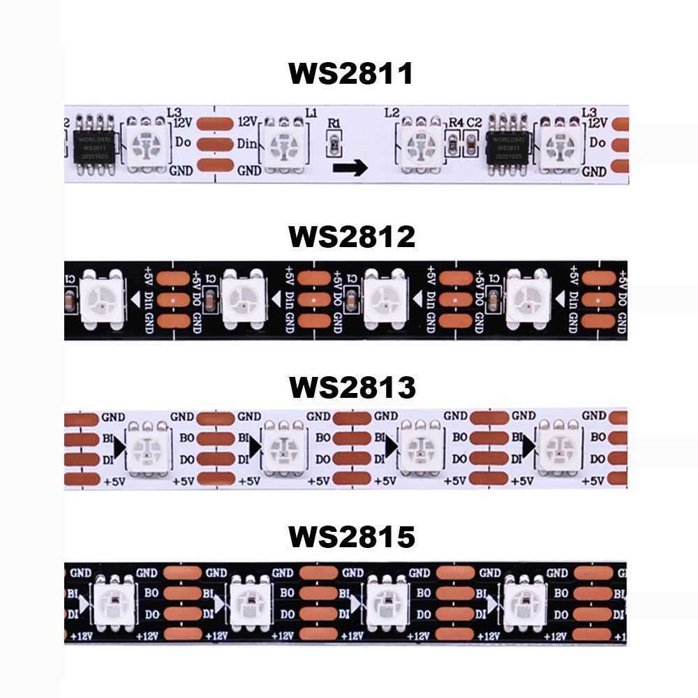WS2811 WS2812B WS2813 WS2815 RGB LED Strip 5050 Individually Addressable Smart 30/60/144pixels/Leds/M Tape Light IP30/65/67 W250701