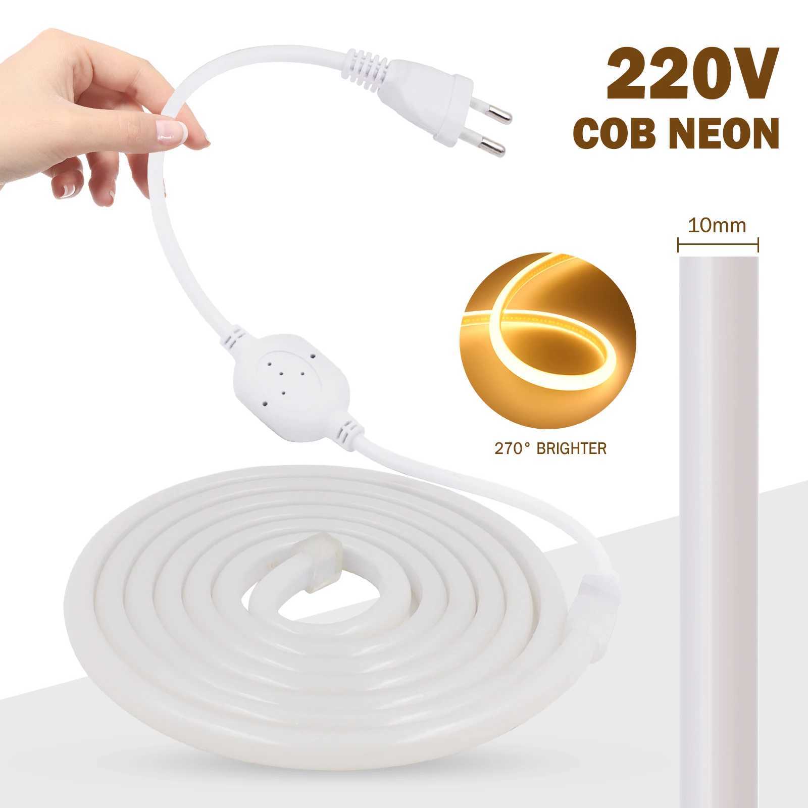 AC 220V 270 Degree Light COB Strip 288Leds/M IP65 Waterproof Milky White Flexible Ribbon Rope Tape LED Neon Light W250701