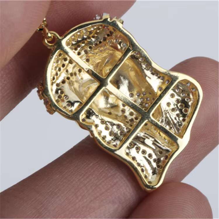 LUCK Hiphop Yellow Gold Color 925 Silver Jewelry Hip Hop Ice Out Gra Vvs Cuban Tennis Necklace Chain Mossanite Jesus Pendant