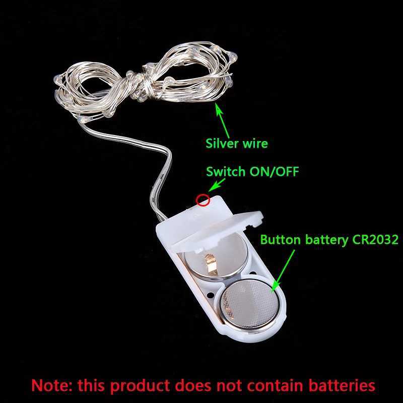 2M 5M 50LED Silver Wire Fairy Garland Lamp LED String Lights Christmas Wedding Home Party Decoration Powered By CR2032 Battery W250701