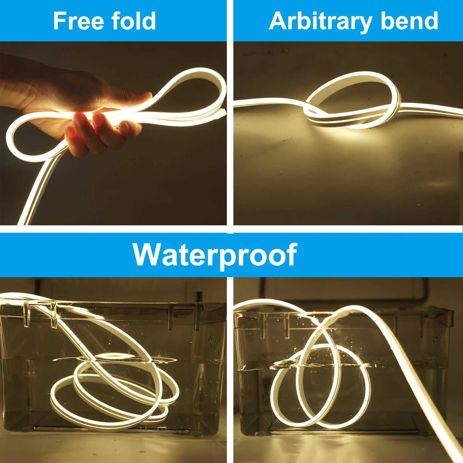 5V 12V LED Neon Strip DIY Sign Light SMD 2835 LEDs/m Flexible Silicone Rope Tube Waterproof 1cm 2.5cm Cut For Home Decoration W250701