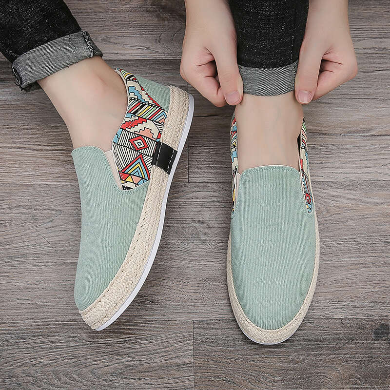 Casual Free shipping big size Corduroy Low-top Fisherman Canvas Slip-on Lazy Cloth Trendy Men's Shoes