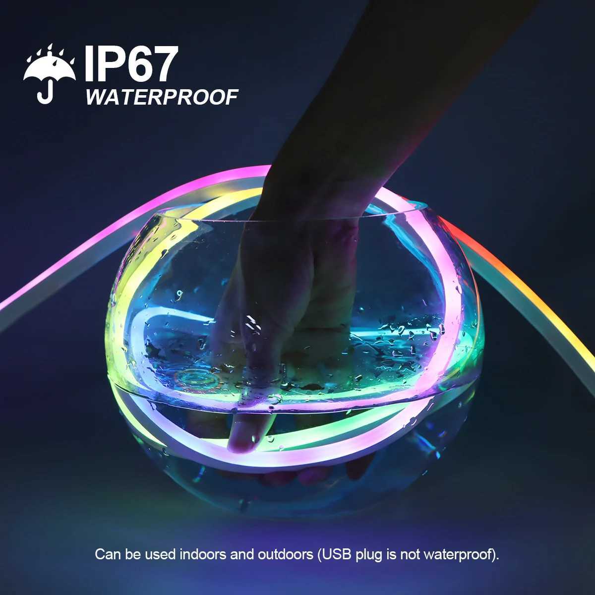 Smart RGBIC USB Neon LED Strip Lights1M-10M APP Control Music Sync Waterproof Dynamic Effects Neon Rope for Home Party Decor W251112