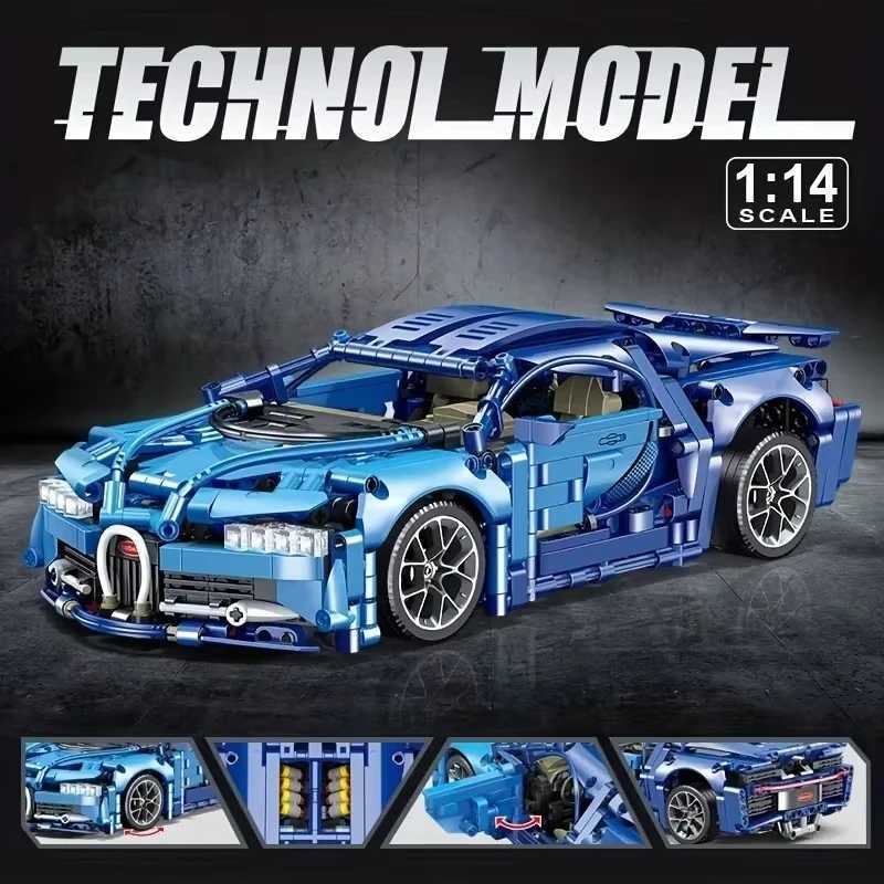 Blue Sports Car MOC Building Blocks Kit 1 14 Scale Sports Car Model Bricks Toys for Boys Children Gifts Y250701