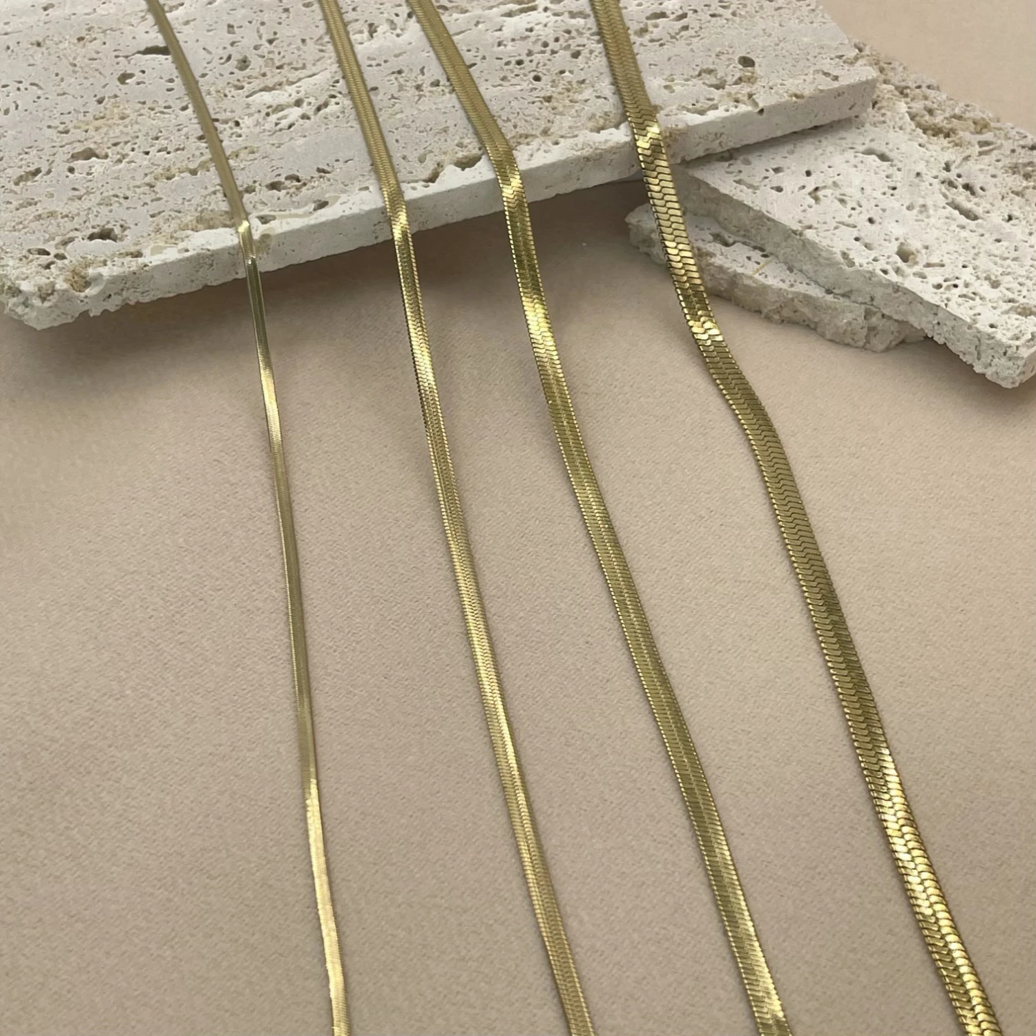 Minimalist Unisex Snake Chain Necklace Choker Stainless Steel Herringbone Gold Color Fashion Jewelry Gift For Her Women and Men 250624