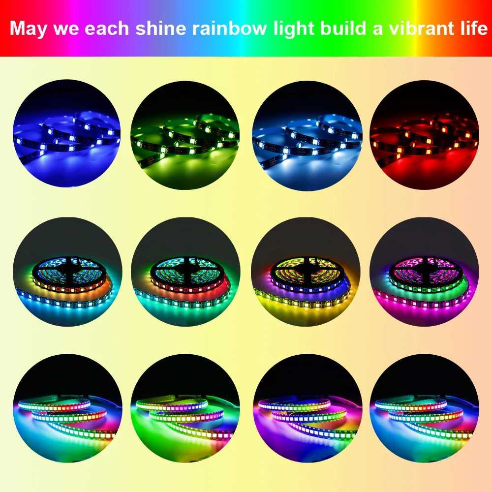 DC5V WS2812B 5050 RGB Smart Pixels LED Strip Light 30/60/74/96/144 LEDs/m WS2812 Individually Addressable LED Light IP30/65/67 W250701