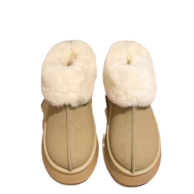 Free Shipping designer boots Winter new Korean version thick soled short tube thickened one foot lazy plus size cotton shoes brown