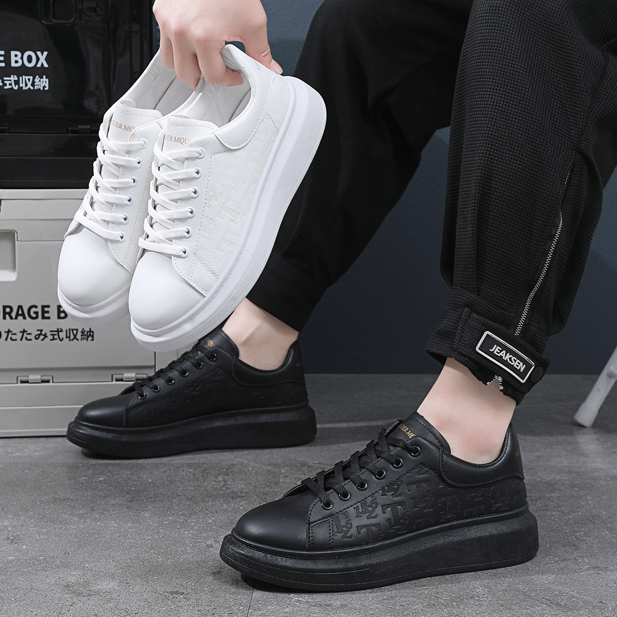 Designer Shoes: White Sneakers for men, 2025 Bestsellers, versatile, thick-soled, height-increasing, casual new style, breathable sneakers, black, Fre