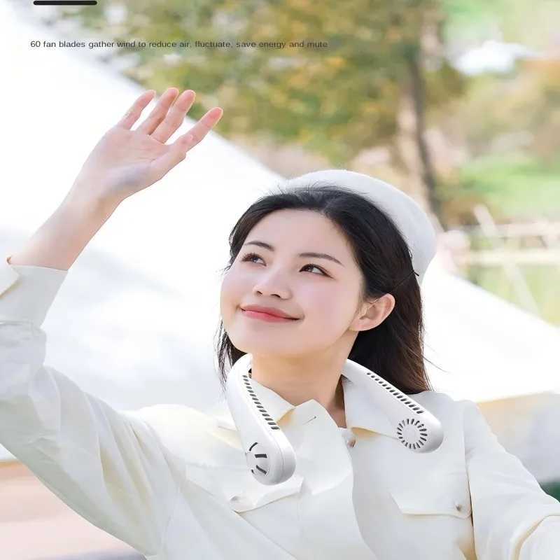 Hanging Neck Fan Convenient Small Fan Can Be Freely Adjusted Mini Small USB Charging Leafless Large Wind Hanging Neck Outdoors T250702