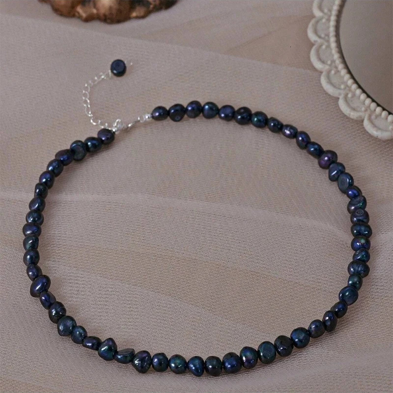 5-6mm Natural Baroque Freshwater Pearl Necklace Fashion Jewelry for Gift925 Sterling Silver Choker Necklace for Women Girls 250730
