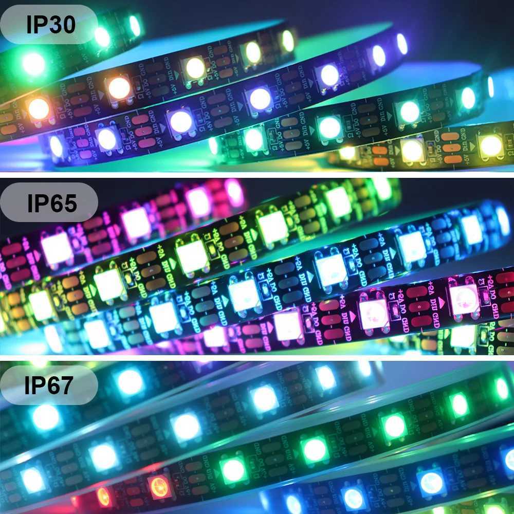 WS2811 WS2812B WS2813 WS2815 RGB LED Strip 5050 Individually Addressable Smart 30/60/144pixels/Leds/M Tape Light IP30/65/67 W250701