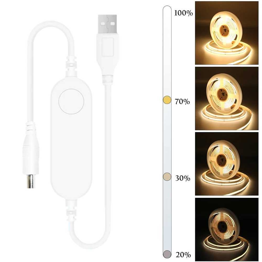 USB Homekit WiFi COB LED Strip 5V 1m 2m 3m 4m 5m Warm White Flexible Dimmable Wardrobe Showcase TV Lighting Siri Voice Control W250701