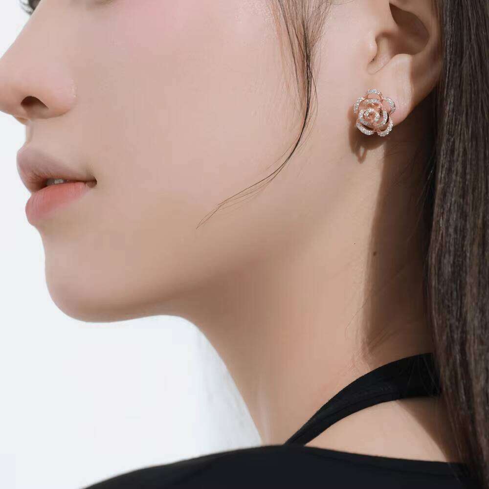 DHcollections S925 Sterling Silver Earrings - Geometric Leaf & Butterfly Studs with Zirconia | Minimalist Luxury Ear Jewelry for Women
