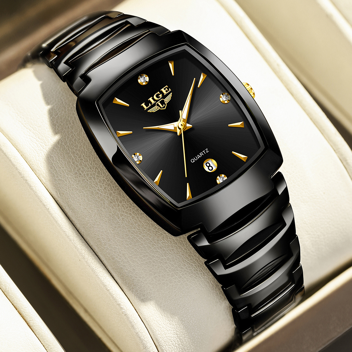 LIGE Quartz Watch Waterproof Watch Top Brand Men's and Women's Universal Style Square Case Fashion Business Watch Holiday Gift Student Watch
