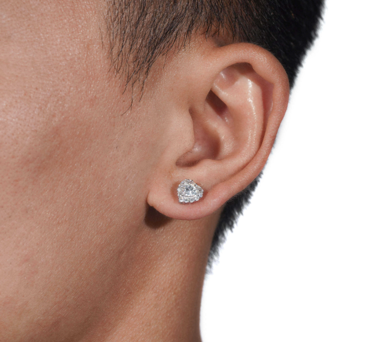 Hip Hop Jewelry Pass Tester GRA Certified Stocks Brilliant Diamond 925 Sterling Silver Moissanite Stud Earrings Heart Earrings