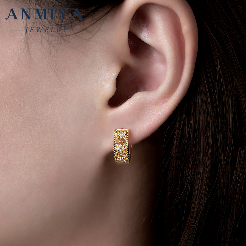 Minimalism 925 Sterling Silver Hoop Earrings with Geometric Cutout Details - Fashion Jewelry for Universal