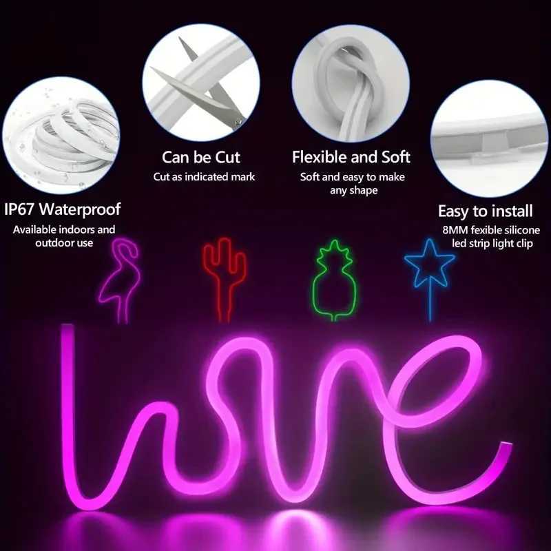 EU Plug DC24V 3535 RGB Neon LED Strip 5/10/15/20/30M Bluetooth Music Sync Waterproof Neon Rope Light for Indoor Outdoor Decoration W250701