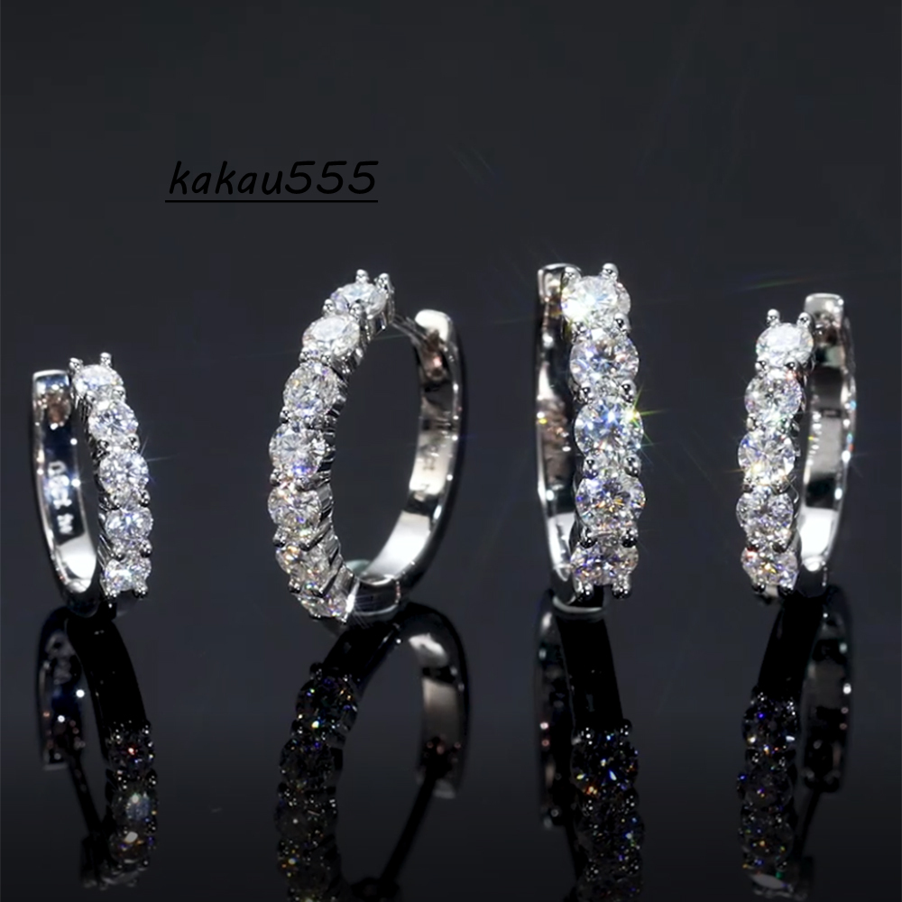 Moissanite Hoop S925 Sterling Silver Women Men Wedding Jewelry Gifts D VVS1 Lab Diamond 14K White Gold Plated Huggies Earrings