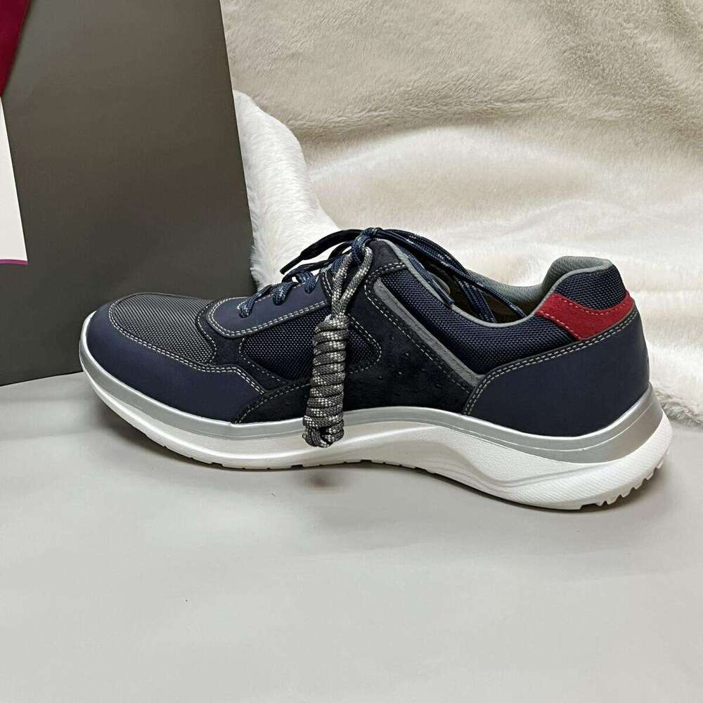 Men's Stylish Sapphire Blue and Red Casual Sports Shoes with Functional Insoles - Comfortable Breathable Running Sneakers by Okimoz