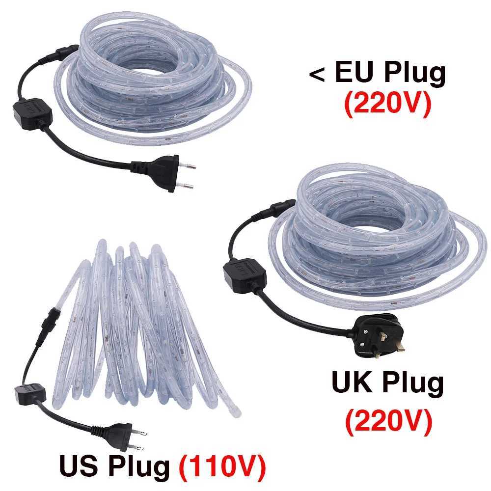 220V 110V Rainbow Tube Rope Light Waterproof Christmas Party Decoration Outdoor Neon Sign White Blue Yellow Multicolor LED Strip W250701