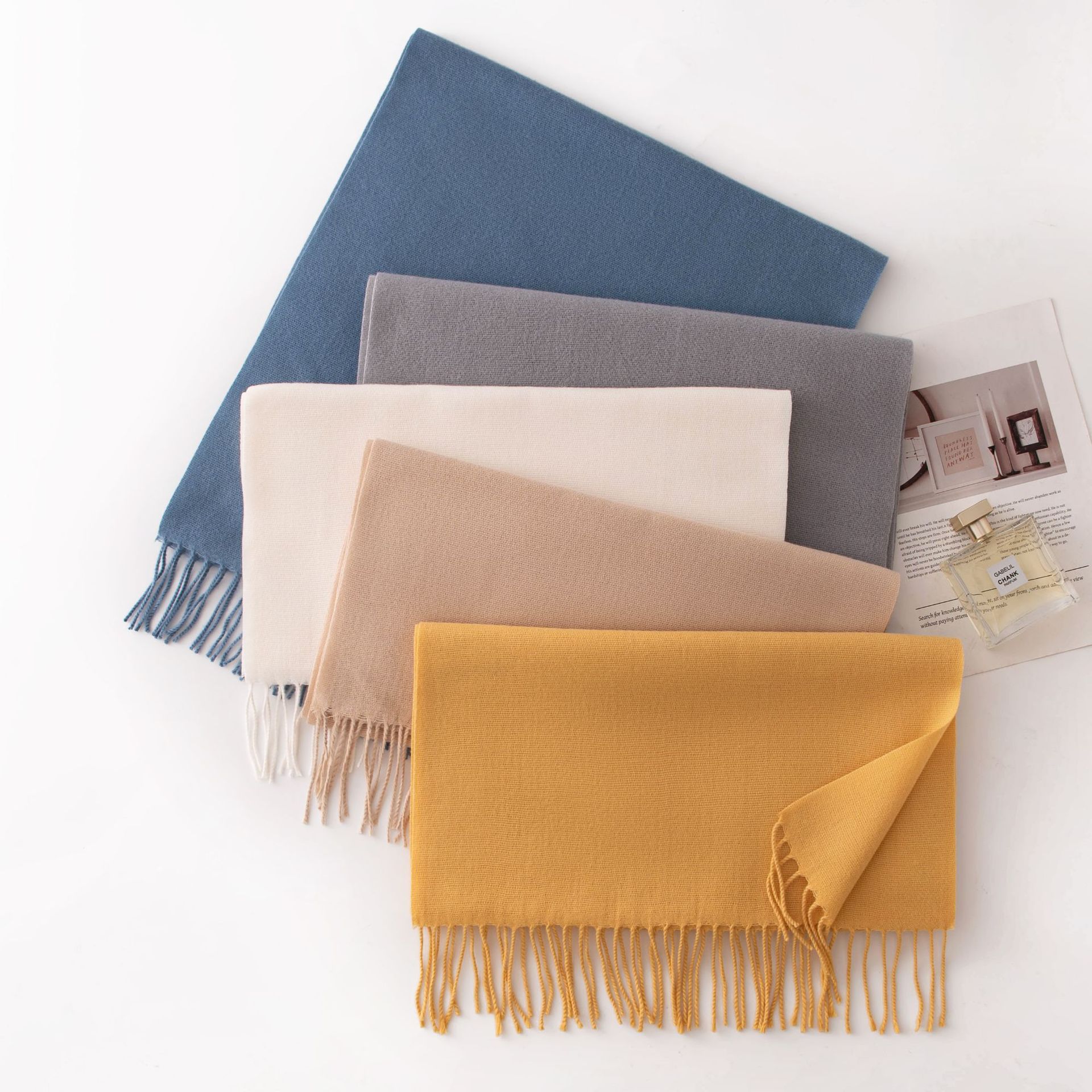 K1203 Pure color cashmere scarf for women winter high-grade imitation cashmere autumn and winter Korean style all-match scarf shawl for ladies wholesa
