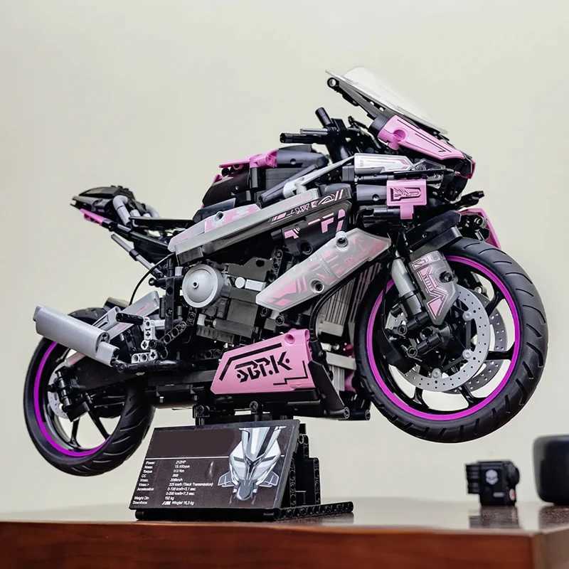 Technical Pink Motorbike MOC 1000RR Building Blocks Model Vehicle Assemble Bricks Motorcycle Racing Car Toys Gift For Adults Kids XJ250702